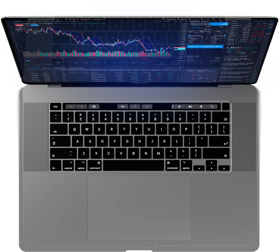 Trading platform displayed on a laptop